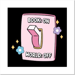 bookish pink light switch - book on, world off Posters and Art